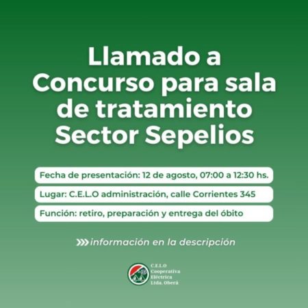 Cooperativa Eléctrica Limitada Oberá Abre Concurso Público para Sector Sepelios imagen-14