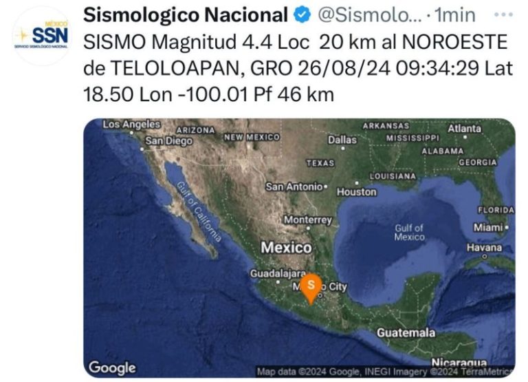 Temblor hoy 26 de agosto en México: sismo de 4.4 sacudió Teloloapan, Guerrero imagen-4