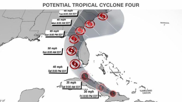 La tormenta tropical Debby podría azotar la Florida este fin de semana con lluvias torrenciales y viento imagen-4