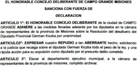 Concejo Deliberante de Campo Grande repudió a Germán Kiczka y pidió condena y destitución imagen-16