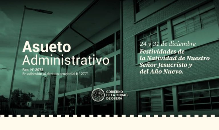 El 24 y 31 de diciembre es asueto administrativo en Oberá imagen-4