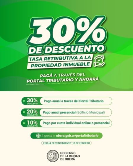 Está disponible el pago de forma online de la tasa Retributiva a la Propiedad Inmueble con importantes descuentos | OberaInside.com.ar La Noticia Junt... imagen-6