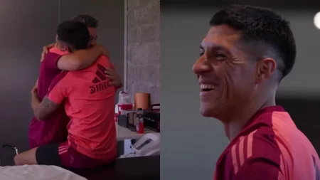 River está feliz: volvió Enzo Pérez a pura risa y se abrazó con Gallardo - TyC Sports imagen-5