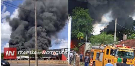 Voraz incendio en una planta de resina de Encarnación imagen-11