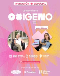 Este sábado, lanzamiento oficial del podcast «Oxígeno para Crear» en Costa Sur imagen-2