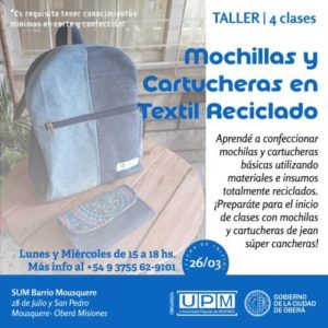 Taller de mochilas y cartucheras en textil reciclado imagen-1