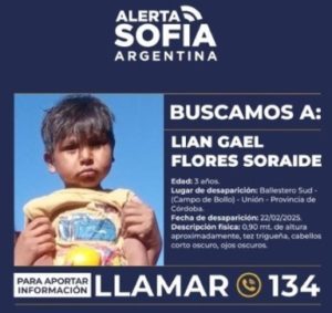 «Alerta Sofía» por Lian Gael, de 3 años, quien desapareció en Córdoba imagen-3