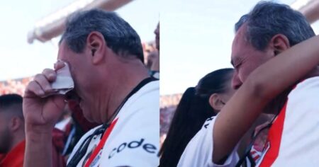 Un hincha de River lloró con el gol de Mastantuono, se abrazó con su hija y el club hizo viral el video imagen-27