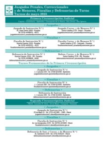 Turnos del Fuero Penal del mes de Mayo 2025 imagen-4