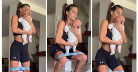 A un mes de dar a luz, Sol Pérez se mostró entrenando con su bebé en brazos: “Volviendo de a poco” imagen-8