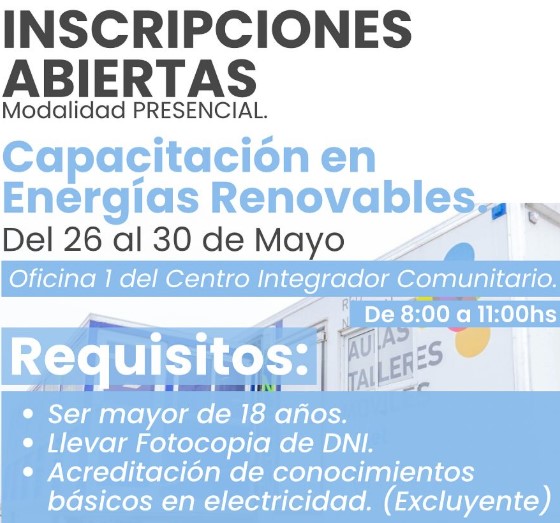 Abren las inscripciones para capacitación en energía renovable en San Javier imagen-69
