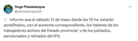 El sábado 31, desde las 10, estarán acreditados haberes estatales y de los jubilados provinciales imagen-18