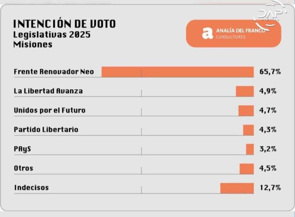 Legislativas 2025: Consultoras nacionales confirman una amplia ventaja del oficialismo en Misiones imagen-68