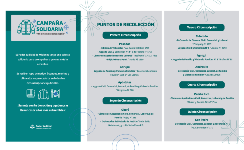 El Poder Judicial de Misiones lanza la campaña solidaria “Un invierno con menos frío” para acompañar a quienes más lo necesitan imagen-5
