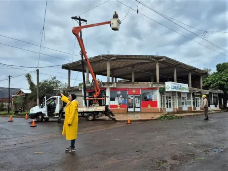 Sigue la reparación del tendido eléctrico en Puerto Iguazú tras el fuerte temporal imagen-14