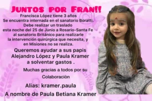 Piden colaboración para niña posadeña que fue derivada a Rosario imagen-3