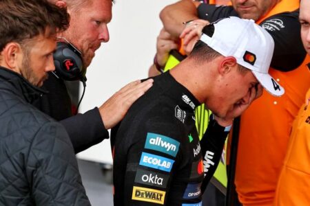 Lando Norris sufrió un corte en el rostro tras su victoria en Silverstone: un fotógrafo cayó sobre él imagen-9