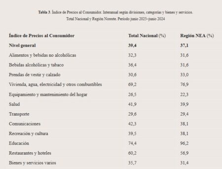 Índice de Precios al Consumidor Región NEA, con el 1,1% en Junio 2025 fue menor a la escala nacional imagen-13
