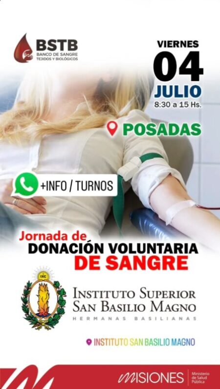 Julio solidario: habrá jornadas de donación de sangre en Posadas, Aristóbulo del Valle, 25 de Mayo y San Pedro imagen-6