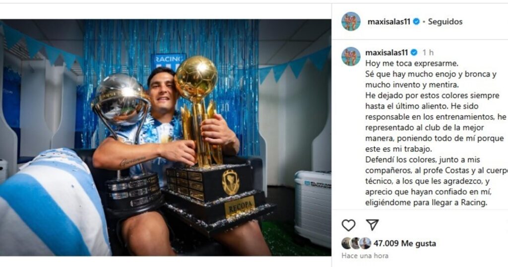 Los likes de algunos jugadores de Racing al posteo de Salas contra Milito imagen-5