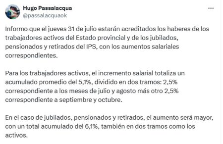 Con aumentos, el 31 pagan a jubilados, pensionados, retirados y Activos del Estado provincial imagen-18