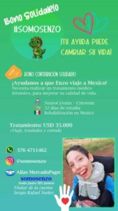 La familia de Enzo, el niño obereño con parálisis cerebral, inició una Campaña Solidaria para su rehabilitación intensiva en México imagen-1