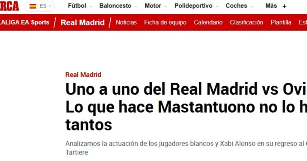 Qué dijeron en España del debut como titular de Mastantuono en el Real Madrid imagen-5