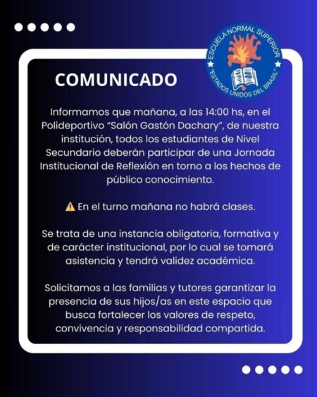 Este martes, el nivel secundario de la Escuela Normal Superior «EE.UU. del Brasil» tiene Jornada de Reflexión imagen-8