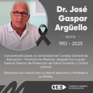 Pesar por el fallecimiento de José Gaspar Argüello imagen-1