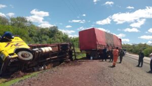 Ruta 105: camión yerbatero despistó en San José y sus ocupantes salieron ilesos imagen-1