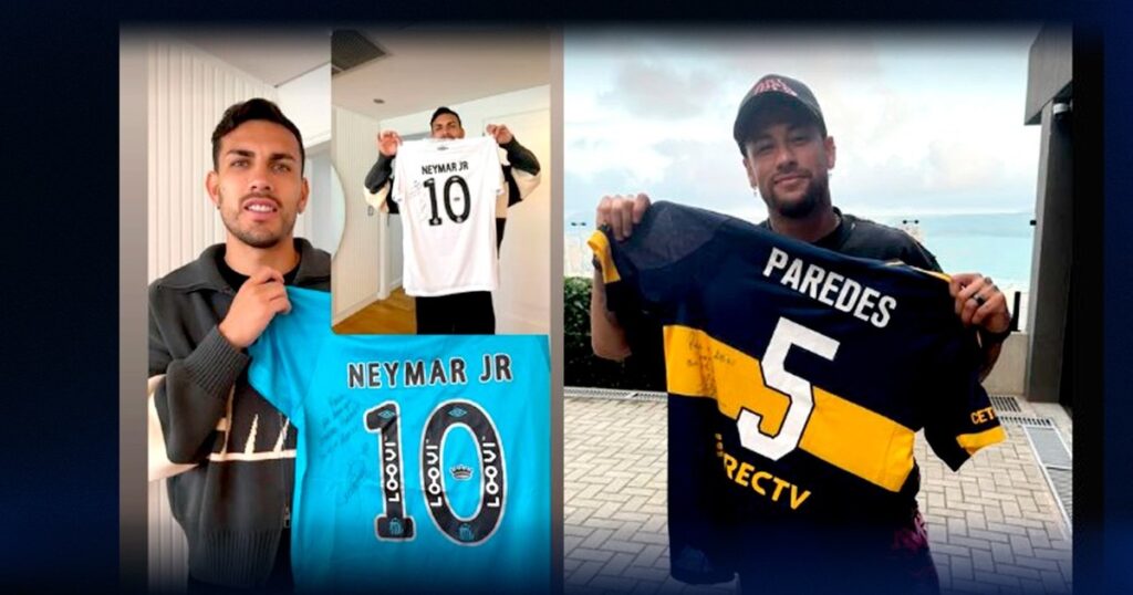 El intercambio de camisetas top entre Paredes y Neymar: el crack brasileño ya tiene la 5 de Boca imagen-4