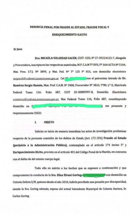 Micaela Gacek denunció penalmente a diputada del PAyS y a legisladora electa por ese espacio que lidera «Cacho» Bárbaro por presunto fraude al Estado imagen-18