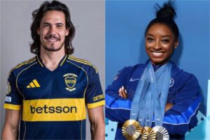 El especial regalo de Edinson Cavani a Simone Biles durante su encuentro en Buenos Aires imagen-2