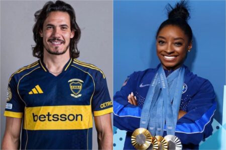 El especial regalo de Edinson Cavani a Simone Biles durante su encuentro en Buenos Aires imagen-9