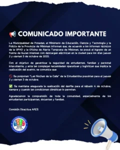 Estudiantina 2025: APES comunicó la suspensión de las Noches de Calle por pronóstico de lluvias intensas y garantizó que el desfile del sábado imagen-1