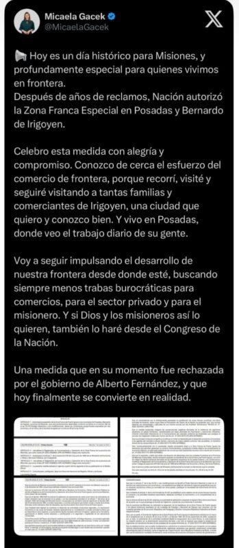 Micaela Gacek celebró la expansión de la Zona Franca de Iguazú a Posadas y Bernardo de Irigoyen: “Es un día histórico para la frontera” imagen-12