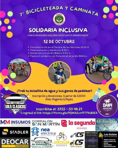 La Fundación Hogares Guillermo Hayes organiza la 7ª Bicicleteada y Caminata Solidaria Inclusiva “Juntos andamos mejor” para toda la comunidad de Oberá imagen-13