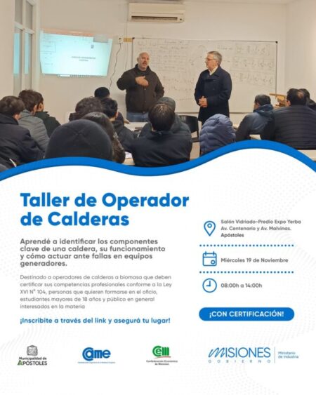 Apóstoles: Inscriben a un nuevo Taller de Operador de Calderas a Biomasa. imagen-9