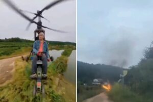 Un influencer chino murió tras estrellarse en un avión ultraligero casero imagen-1