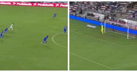 Video: el atajadón del Dibu ante un remate de mitad de cancha ante Puerto Rico imagen-17