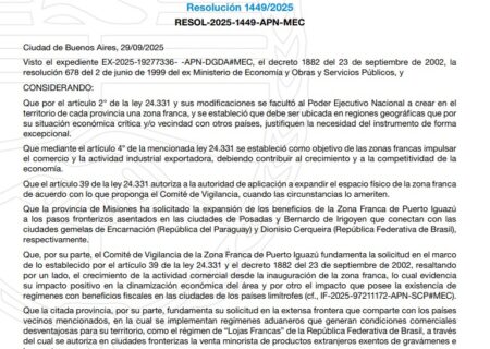 Oficial: autorizaron la expansión de la Zona Franca de Puerto Iguazú a Posadas y Bernardo de Irigoyen imagen-24