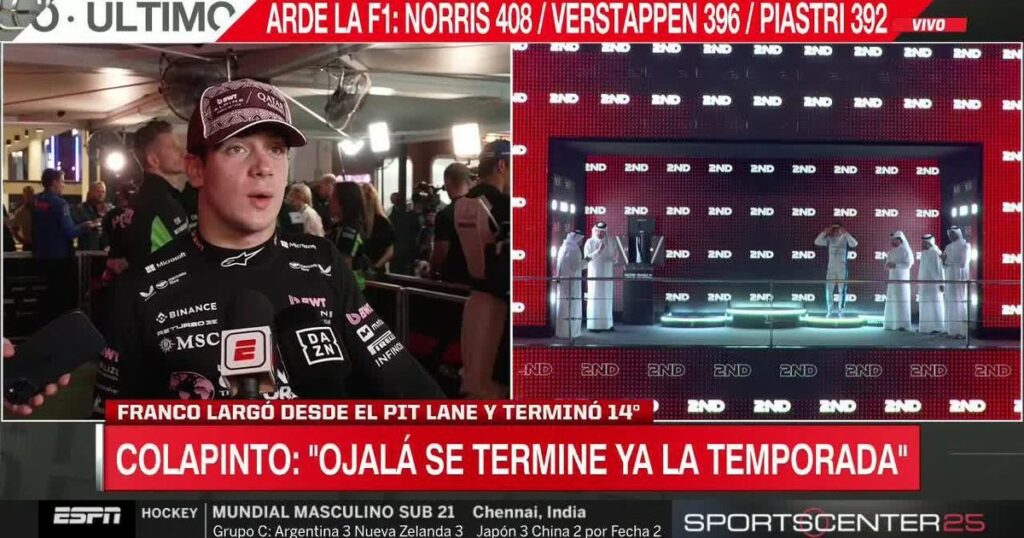 Qué dijo Franco Colapinto tras finalizar 14° en el GP de Qatar imagen-44