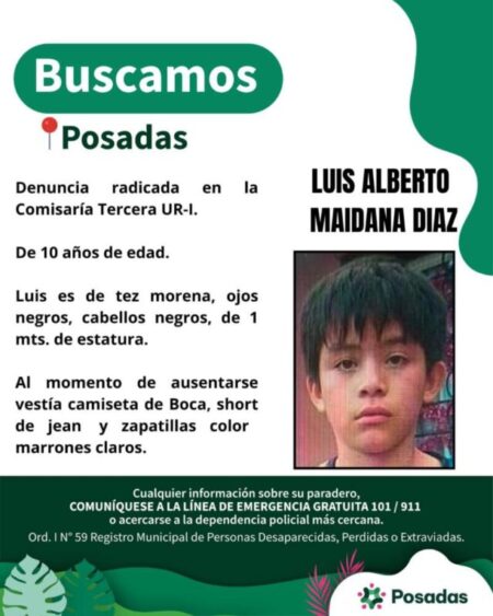 Buscan a un niño de 10 años en Posadas y solicitan colaboración de la comunidad imagen-10