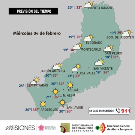 Misiones sigue bajo calor extremo: máximas de hasta 37°C y UV alto durante el miércoles y jueves Misiones sigue bajo calor extremo: máximas de hasta 37°C y UV alto durante el miércoles y jueves imagen-108