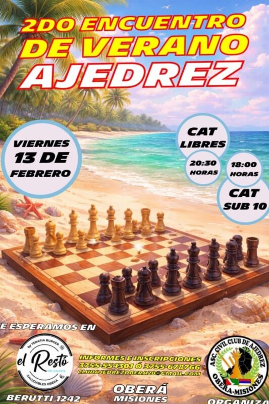 Oberá: el Club de Ajedrez convoca al 2° Encuentro de Verano con inscripción gratuita Oberá: el Club de Ajedrez convoca al 2° Encuentro de Verano con inscripción gratuita imagen-72