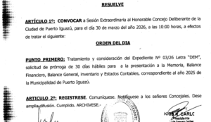 Puerto Iguazú: el Concejo Deliberante convoca a sesión extraordinaria para tratar una prórroga administrativa imagen-73