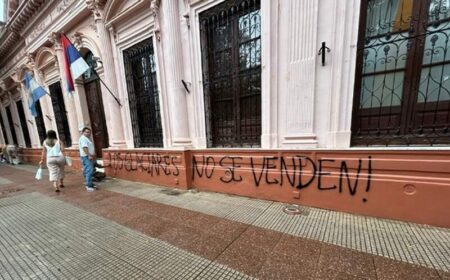 Vandalizaron la Cámara de Representantes y la Casa de Gobierno con pintadas relacionadas al reclamo por la Ley de Glaciares imagen-13
