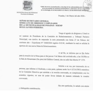 El Ejecutivo Municipal convocó a la primera Mesa Paritaria 2026 con el Soemp imagen-1