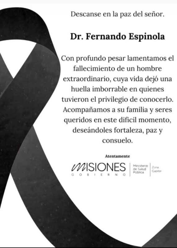 Falleció el médico Fernando Espínola y expresan condolencias desde Salud Pública  imagen-5