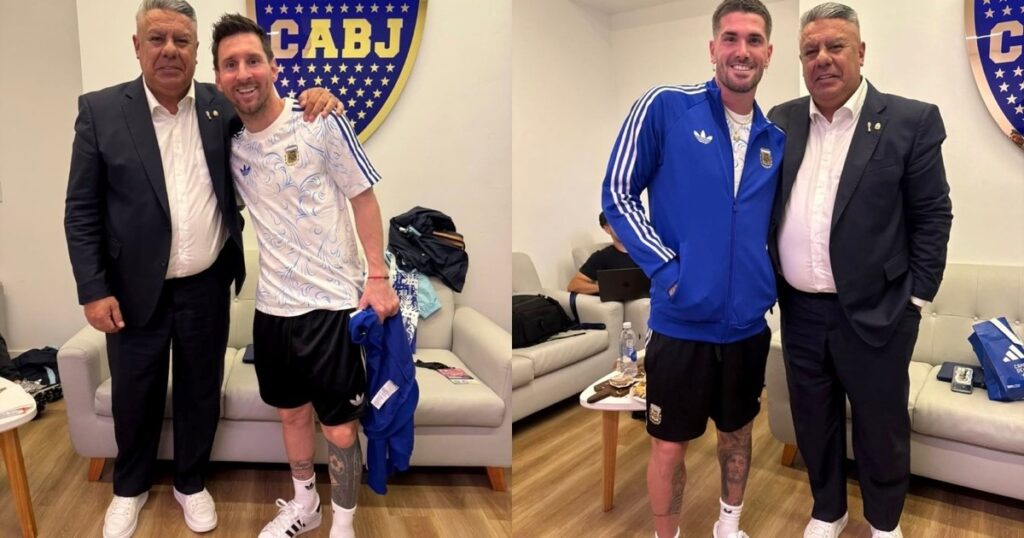 Las fotos de Tapia con Messi y De Paul, en medio de la frase fuerte del volante imagen-42